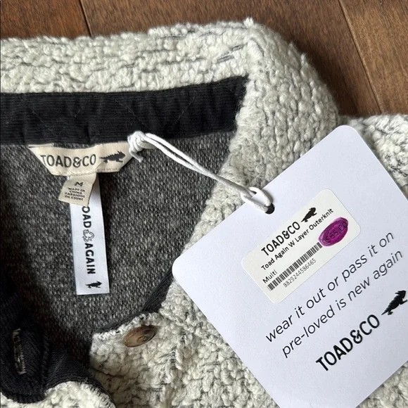 Toad&Co Cream Teddy Jacket Classic Collar Plush Texture - Picture 2 of 4